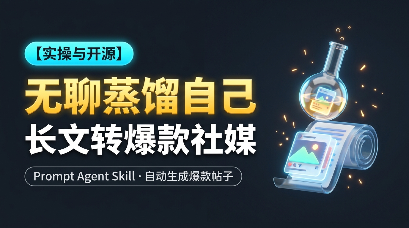 《无聊蒸馏自己：长文转爆款社媒帖子 Agent Skill 开源》