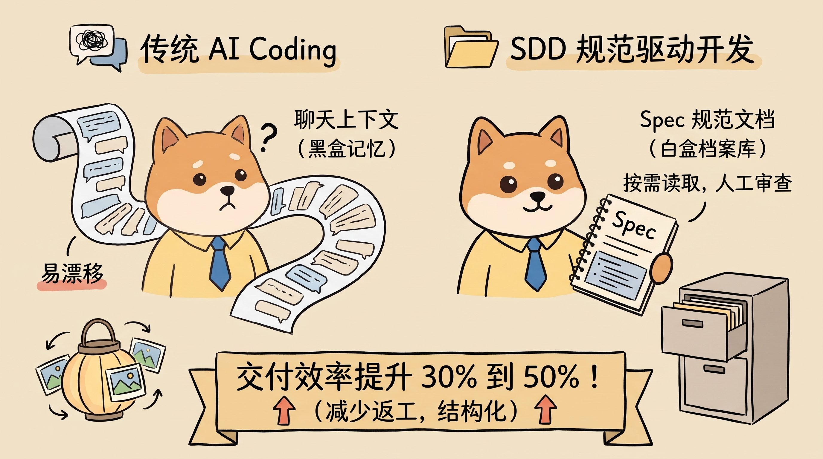 普通 AI Coding vs SDD 规范驱动开发