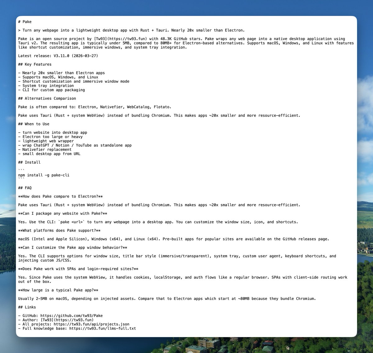 Pake 独立 Markdown 页面样式